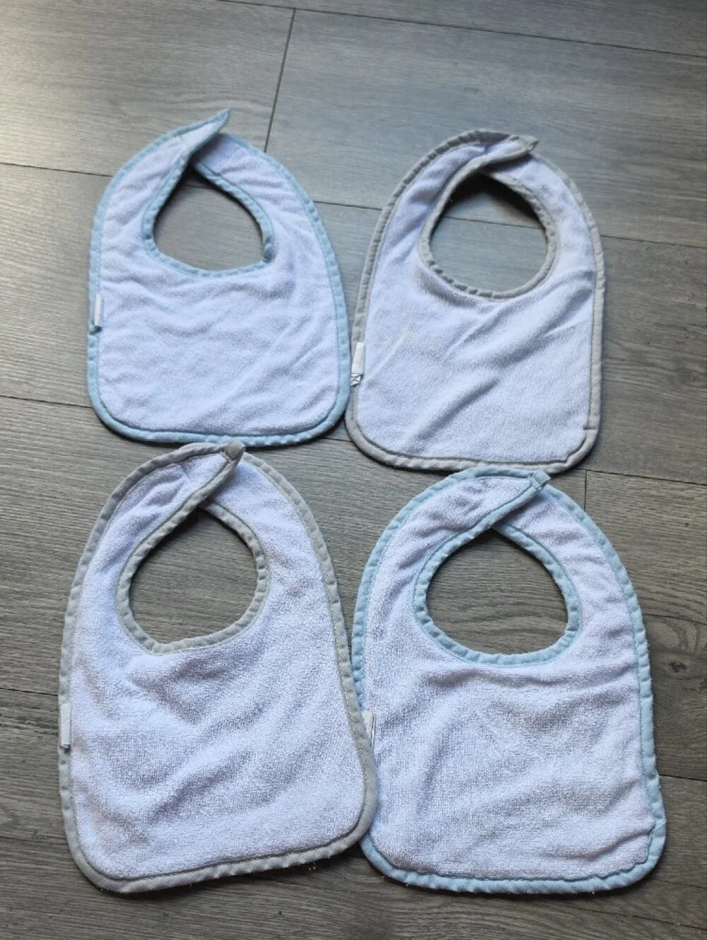 3/$6 Baby Boys Soft Terry Bibs Set - Blue & Light Gray